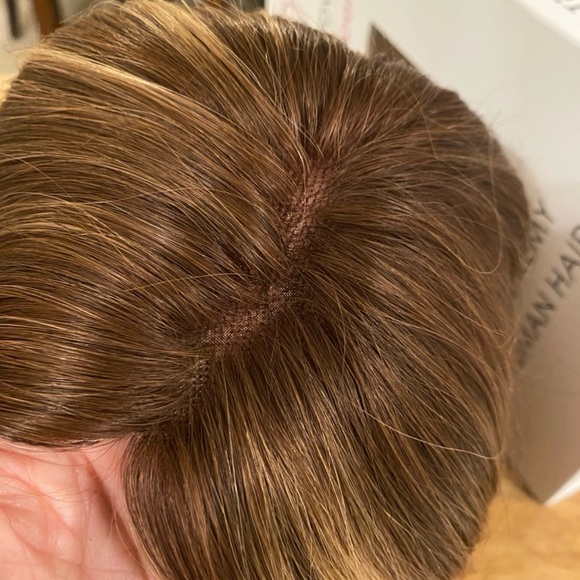 HUMAN HAIR Topper NEW WOT 100% Remy hair! Hidden Crown Brand Rooted Dark Blonde - Picture 15 of 16